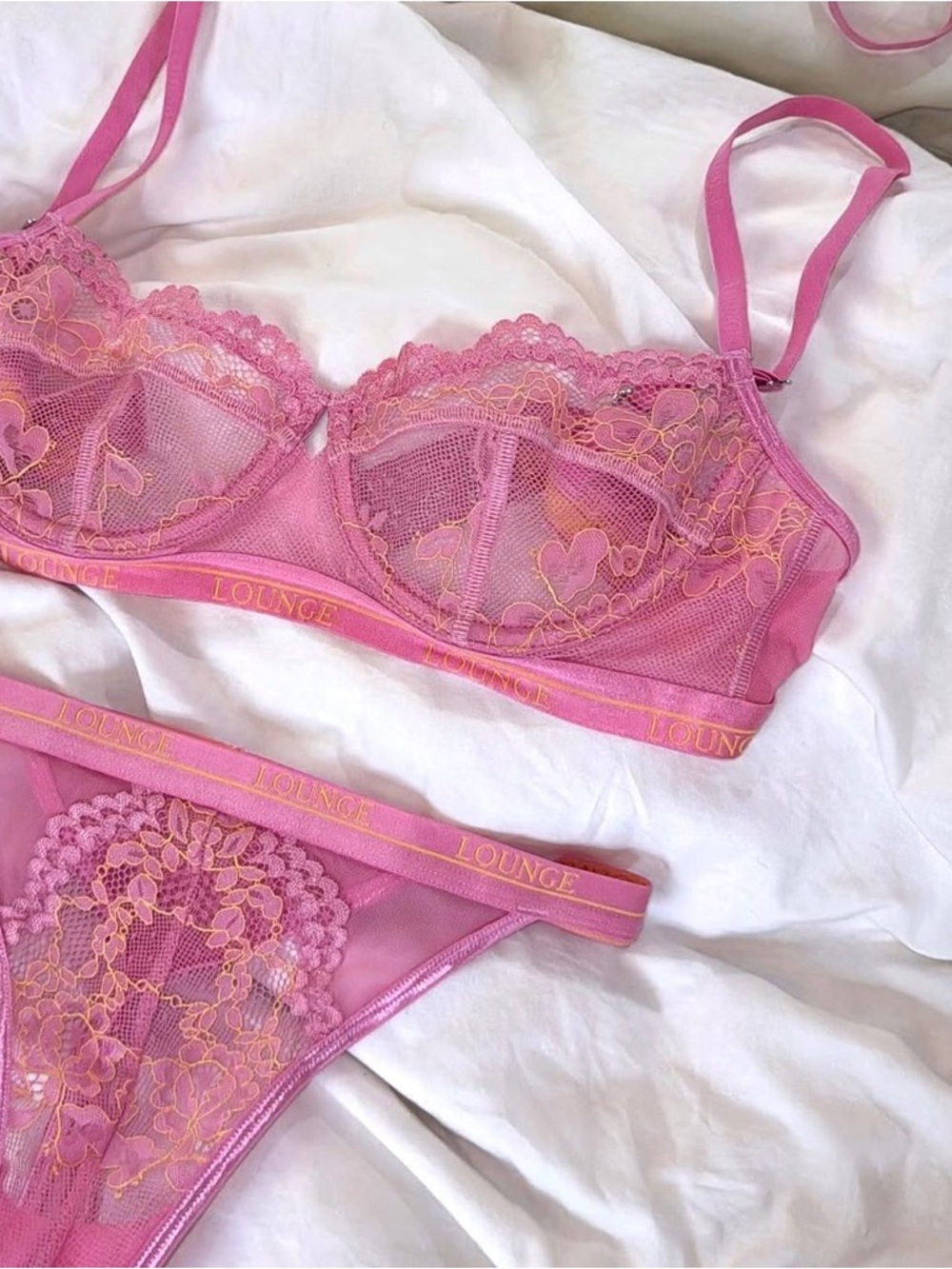Lounge Pink Lace Underwire Bralette